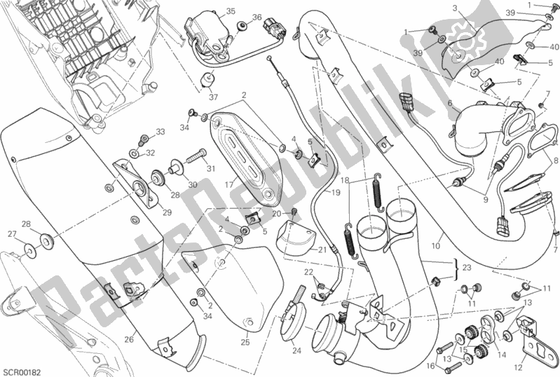 Todas as partes de Sistema De Exaustão do Ducati Hypermotard Thailand 821 2015